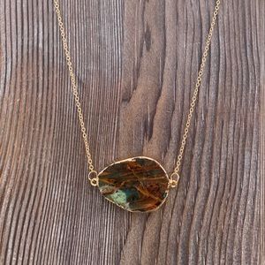 Bops Natural Stone & Gold Chain Necklace